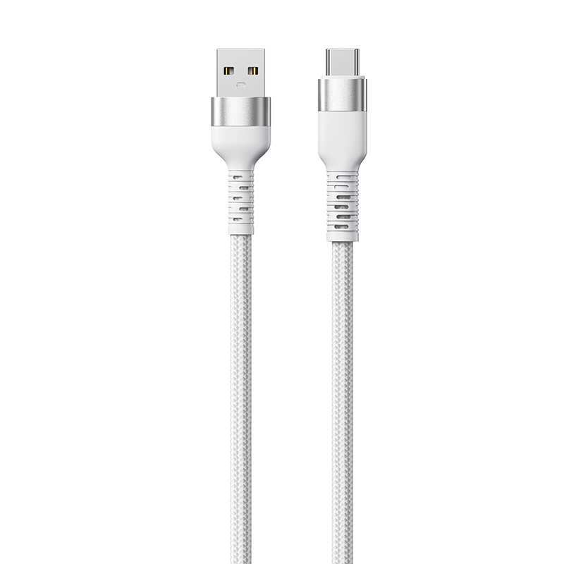 Mobia punottu kaapeli USB-A -> USB-C, 60W, 10 Gbps, 2m, valkoinen