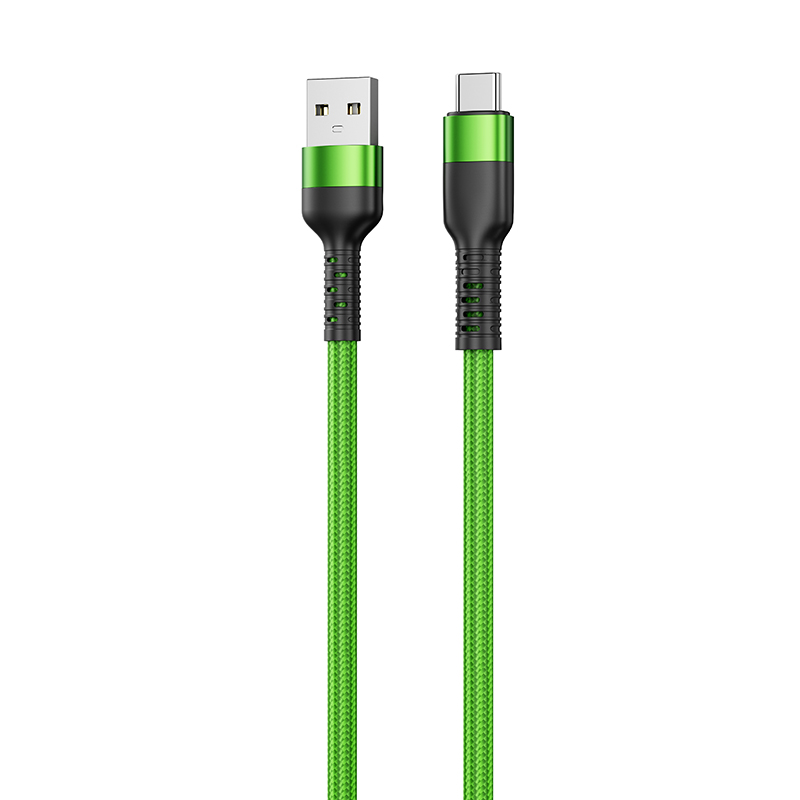 Mobia punottu kaapeli USB-A -> USB-C, 60W, 10 Gbps, 2m, limevihreä