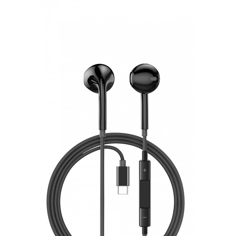 Mobia USB-C stereokuulokkeet mikrofonilla, musta