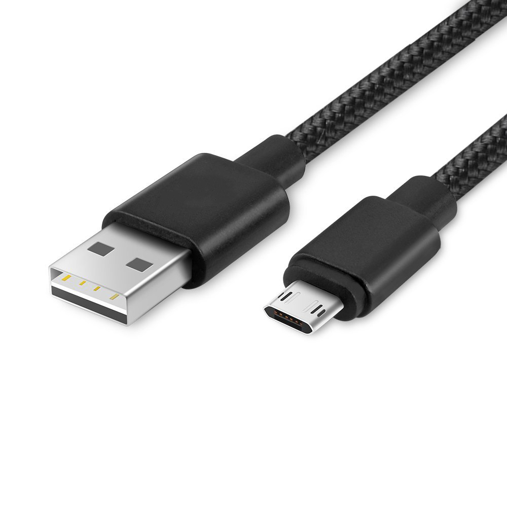 Mobia punottu kaapeli MicroUSB, 2m, musta