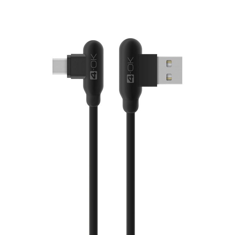 4-OK USB-C lataus- & tiedonsiirto kaapeli kulma 2.0 1m musta