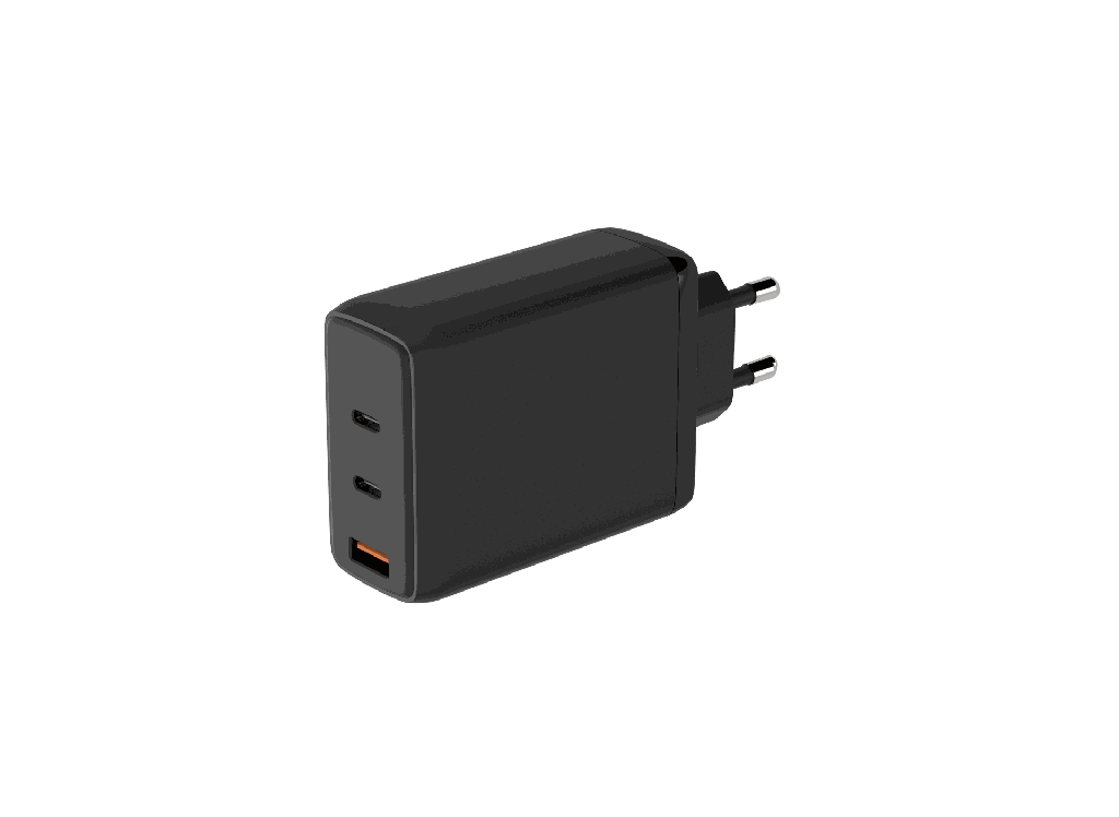 Mobia verkkovirtalaturi GaN, USB-C PD PPS 100W + USB-C PD 65W + 1 x USB 30W, Max. 100W