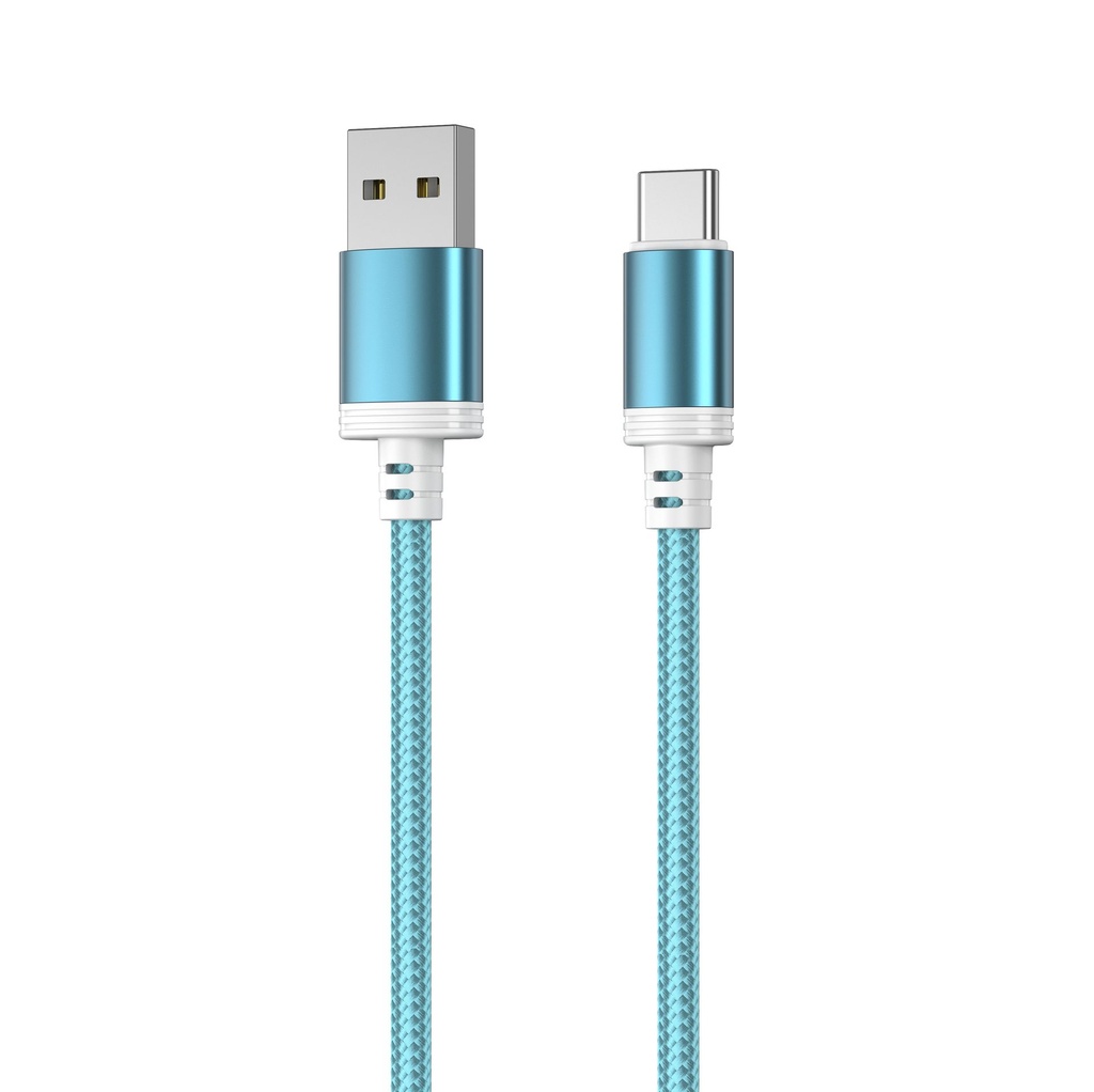 Mobia punottu kaapeli USB-A -> USB-C, 30W, 480 Mbps, 2m, sininen