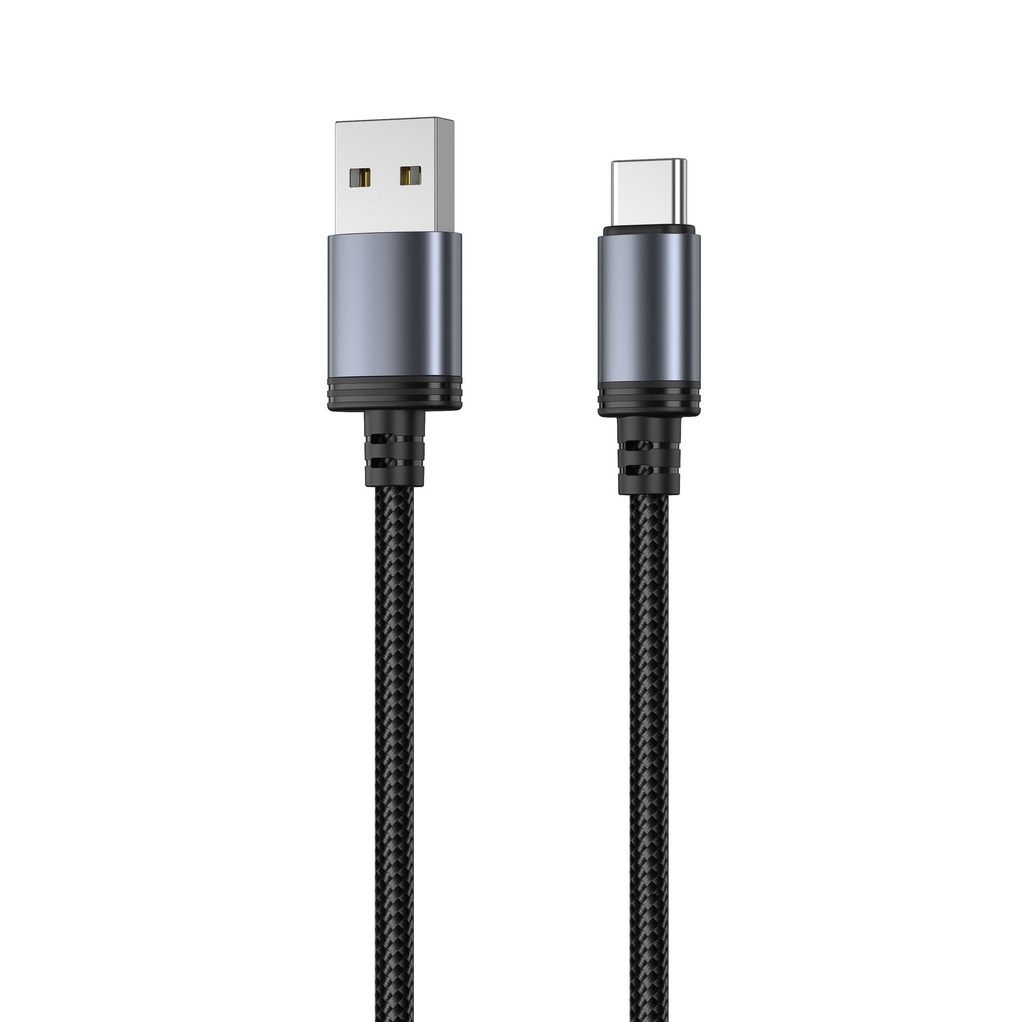 Mobia punottu kaapeli USB-A -> USB-C, 30W, 480 Mbps, 0,5m, musta