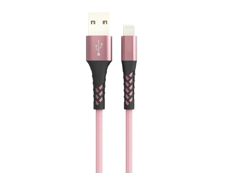 Mobia punottu kaapeli USB-A -> Lightning MFI, 1m, pinkki  