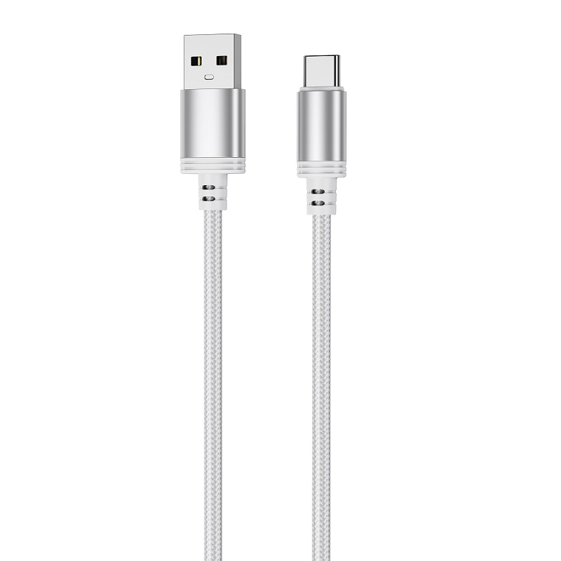 Mobia punottu kaapeli USB-A -> USB-C, 30W, 480 Mbps, 2m, valkoinen
