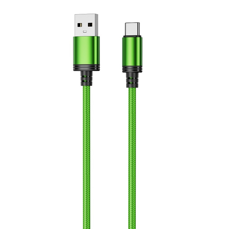 Mobia punottu kaapeli USB-A -> USB-C, 30W, 480 Mbps, 1m, limevihreä
